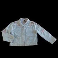 ราคา เสื้อคลุมยีนส์ฟอก ปักลายดอกไม้ที่แขนและไหล่ (24657053765)