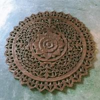 ราคา แผ่นไม้แกะสลัก ไม้สัก ขนาด 75 ซม. สีน้ำตาลโอ๊ค Teak Wood Carving 75cm. (22729349015)
