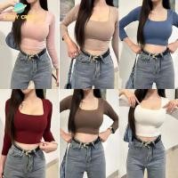 ราคา เสื้อแขนยาวคอเหลี่ยมผู้หญิง ทรงเข้ารูปสวยเท่ (28871701995)