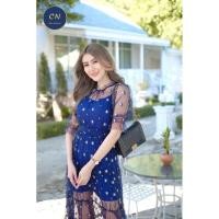 ราคา เดรสยาวสีน้ำเงิน งานป้ายChanat ไซร์M มือ1 ป้ายห้อย (12526505036)