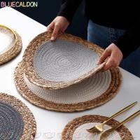 ราคา ผ้ารองจานทอมือ BLUECALDON ‌การเย็บปะติดปะต่อกัน 18/20/30 ซม. แผ่นรองแก้วทรงกลม, ผ้าฝ้ายที่ยั่งยืนทนความร้อนไม่ลื่นแผ่นร้อนที่วางหม้อโต๊ะรับประท (49955476235)