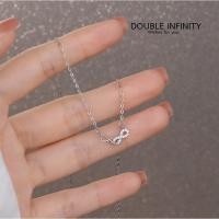 ราคา สร้อยคอเงินแท้ 92.5% Double Infinity NKS-055 จี้อินฟินิตี้คู่ ขนาดความยาว 40+5cm (28867805081)