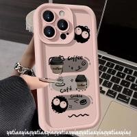 ราคา การ์ตูนน่ารักกาแฟคุกกี้ถ่านหินสําหรับIPhone 7Plus 11 15 13 14 12 Pro Max 8 15 7 6S 6 Plus XR XS X MAX SE 2022 Angel Eyesคู่กันกระแทกปกอ่อน (40822228863)