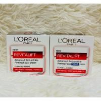 ราคา [แพ็คคู่] Loreal Paris Revitalift Advanced Anti-Wrinkle Firming Facial Day Cream 50ml. + Night Cream 50ml. (42400873450)