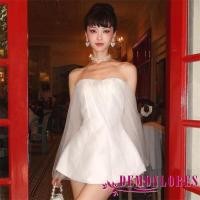 ราคา Demonlores-Women Tube Dress Summer Casual Mesh Patchwork Double Layer Mini Dress (41553966884)