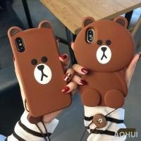 ราคา เกาหลีหมีสีน้ำตาล Apple 4/11promax เคสโทรศัพท์มือถือ iPhone7plus/8 สเตอริโอการ์ตูน x/xr ซิลิโคน 5 (11368765653)