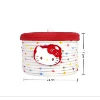 ราคา ตระกร้าพร้อมปิดเชือกสานลายคิตตี้สีขาวแดงคิตตี้ (42658319142)