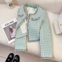 ราคา Vogue girlแฟชั่นเกาหลี สีเขียวเสื้อคลุมผ้าทวิต✨เสื้อโค้ทลําลอง ดีเทลหรู งานจริงสวยมาก✨ S-XL (42768628302)