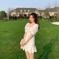 ราคา พร้อมส่งเดรสสั้นลายเชอร์รี่สีเหลือง (2142895193)