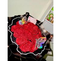 ราคา ช่อดอกไม้กลิตเตอร์ ช่อดอกไม้ริบบิ้น ช่อดอกกุหลาบสีแดง20ดอก (50904547497)