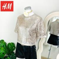ราคา ไซด์ M แบรนด์ H&N แท้ 100%เสื้อ คอปีน ทรงครอป งานเกล็ดวิบวับ สีเงิน ใส่ออกงาน ชุดออกงาน ชุดปาร์ตี้ st3 (49752611870)