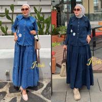 ราคา ชุด KAMEJA GOULIS โดย IRISH LABEL || PREMIUM CASUAL JEANS SHIRT & SKIRT SET | PURE JEANS MATERIAL | BUSUI FRIENDLY & COOL TO WEAR (50706183466)