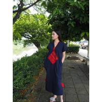 ราคา ชุดเดรสพื้นเมืองผ้าฝ้าย ชุดเดรสยาวกรมท่าแต่งแถปผ้าทอแดง (5277839078)