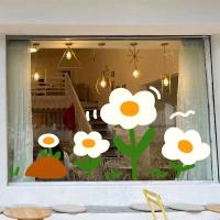 ราคา สติ๊กเกอร์ติดประตูกระจกการ์ตูนลายดอกไม้ร้าน/ร้านกาแฟกระจกหน้าต่างตกแต่ง ง เอแคลส์ กาวฟรีสูญญากาศคงที่สติกเกอร์ (54456920558)