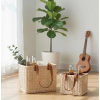 ราคา ตะกล้าหวายสานมือหูหนัง ทรงกระเป๋าถือ (Tote Bag) งานรักษ์โลก 100% ตะกร้าใส่ของอเนกประสงค์ พร็อพถ่ายรูปมินิมอล (55004915163)