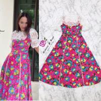 ราคา ใหม่มือ1✨เดรสยาวลายดอกสีชมพูบานเย็น แต่งลูกไม้ ไซส์L งานป้าย widelia@real ทรง สี ตามภาพ (23247180226)