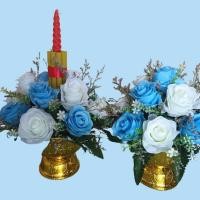 ราคา พานไหว้ครูสำเร็จ พานไหว้ครูดอกไม้ประดิษฐ์แซมดอกไม้แห้ง (26813591530)