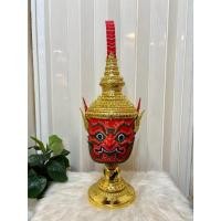 ราคา หัวโขน สุริยาภพ ขนาดสวมแสดง งานกระดาษ ปิดทองเค ประดับเพชรคริสตัล พร้อมฐานไม้อัดสีแดงฟรี ของตกแต่งบ้าน ของขวัญ khon mask (40325837325)