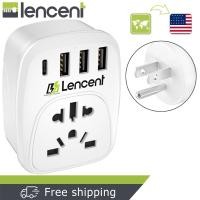 ราคา LENCENT World to US Plug Adapter 3 USB & 1 PD Type-c Quick Fast Charger Ports, Type B EU ยุโรป/UK to USA Canada Japan Outlet Power Adaptor (19190825217)
