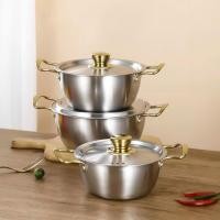 ราคา ชุดเครื่องครัวสแตนเลส ขนาด 18/20/22 ซม. หม้อซุปสไตล์เกาหลี หม้อชาบูญี่ปุ่น พื้นผิวโลหะทนทาน อุปกรณ์ทำอาหารที่จำเป็นในบ้าน (41763123812)