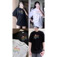 ราคา เสื้อยืดโอเวอร์ไซส์ลายสายรุ้ง (55700245439)