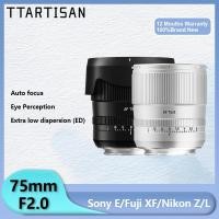 ราคา TTArtisan 75 มม.F2 กรอบ AF Auto Focus Portrait Prime เลนส์การถ่ายภาพสําหรับ Fuji XF Sony E Nikon ZL Mount TTArtisan 40 มม.F2 (45351135728)