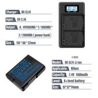 ราคา ➧ PALO En-El14 Enel14 แบตเตอรี่และจอแอลซีดี USB ชาร์จคู่สำหรับ (28202802178)