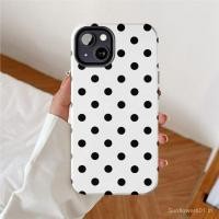 ราคา เคสโทรศัพท์โทรศัพท์ เหมาะสําหรับ iPhone Simple Black Polka Dot เหมาะสําหรับ iPhone16 ฟิล์มเคสโทรศัพท์สองในหนึ่งเดียว 17pro/15/14/13 Shock-proof เคสป้องกัน VRG5 (49956636696)