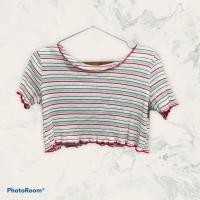 ราคา เสื้อครอปแขนสั้นลายขวาง (7591220080)