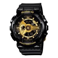 ราคา ของแท้ 100% นาฬิกา CASIO หญิง baby-g สีดำทองผู้หญิงนาฬิกาสปอร์ตอิเล็กทรอนิกส์กันกระแทก BA-110-1A (3262135599)