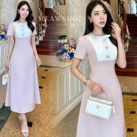 ราคา S-4XL เดรสยาวสีชมพู คอปก แขนสั้น อกขาว ชุดสาวอวบ อ้วน ชุดไปงาน ชุดออกงาน ชุดไปงานแต่ง ธีมสีชมพู เดรสยาว ไปเดท TC (26324457002)