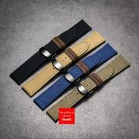 ราคา Sei.ko 5 สายนาฬิกาผ้าแคนวาสมีซับในหนังและหัวเข็มขัดเหล็กกันแตกหัก สายสีดํา ขนาด 18mm ถึง 22mm (55656945120)