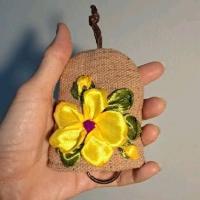 ราคา key cover ครอบกุญแจ ผ้าทอ ปักริบบิ้น (25334618322)