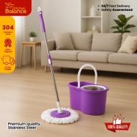 ราคา Kitchen Balance Spin Mop 360 หมุนเครื่องถูพื้นในครัวเรือนถังหมุน KS78 (50651278752)