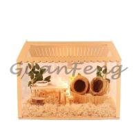 ราคา Acrylic and Wooden Hamster Cage, Assemble Transparent Visible Pet Feeding Cage, DIY Aquascape Crate (48456342371)