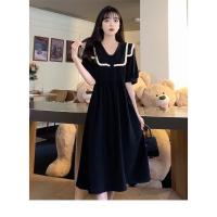 ราคา ผู้หญิงไซส์ใหญ่อ้วน MM หวานลดอายุคอปกสีน้ำเงินชุดฤดูร้อนใหม่ของผู้หญิงใหม่คลุมท้องสไตล์เฮปเบิร์นกระ (27407064956)