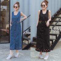 ราคา AD#มี2สี#เดรสแขนกุด#เดรสยีนส์ฟอก#เดรสปักดอกไม้#addresses (10663879815)