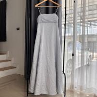 ราคา ชุดเดรสยาว ออกงาน สีเทาฟ้า งานป้าย S อก 32 ⛔️ ตำหนิ (มือ 2) (28084636148)