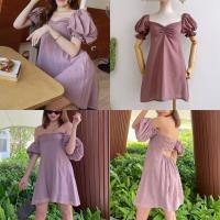 ราคา มินิเดรสแขนตุ๊กตางานป้ายสีชมพูกะปิ (9857095907)
