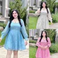 ราคา เดรสสาวอวบ ผ้าลูกไม้ มีซับใน อก38-45” ลายสวยมาก ใส่วันแม่ D231 (28756210706)