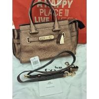 ราคา Used✌️กระเป๋า coach swagger หนังแท้สีน้ำตาลทอง,Coach ตำหนิตามภาพ (27273196338)