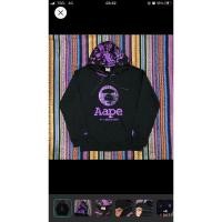 ราคา AAPE มีเอกลักษณ์ เสื้อกันหนาวมีฮู้ดสีดําสกรีนสีม่วง (24481833251)