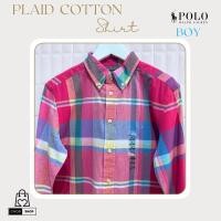 ราคา [New_ของแท้%_พร้อมส่ง]_Polo Ralph Lauren-BOY-เสื้อเชิ้ตลายสก็อตชมพูแขนยาว ปักม้าเล็กสีฟ้า Boy size (27083358954)