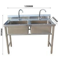 ราคา อ่างล้างจานสแตนเลสสองช่องล้างจานห้องครัวและการล้างมือพาร์ทิชันการทำงานทนทานและทำความสะอาดง่ายสถานการณ์ (43725140996)