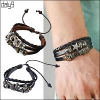 ราคา Dal Vintage MultiLayer สร้อยข้อมือสายรัดข้อมือหนังทอลูกปัดดาว Punk (44304773262)