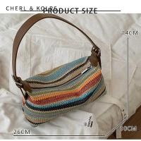 ราคา Star Just Rainbow Color Women Shoulder Straw Woven Handbag Travel Bags (25485271757)
