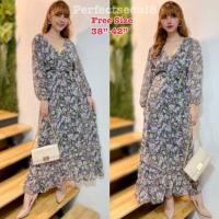 ราคา พร้อมส่งเดรสสาวอวบ ผ้าชีฟองลายดอก รอบอก 38"-42" (3751313652)