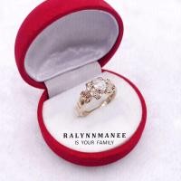 ราคา C6413 แหวนพลอยเพทายขาวแท้ ( Natural White Zircon ) ตัวเรือนเงินแท้925 ชุบพิงค์โกลด์ ไซส์57 แก้ไซส์ฟรี (20509163697)