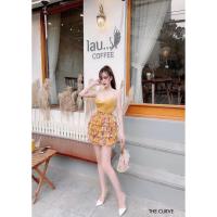 ราคา [024ทีซี] เดรสหางบาน 2 สาย - ลายดอก - ผ้าชีฟอง - 2 สี ฟ้า เหลือง (42958831172)