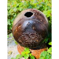 ราคา Gold กะลาตาเดียว พร้อมแท่นวางแกะ ลาย พระราหูอมจันทร์ (23864473102)